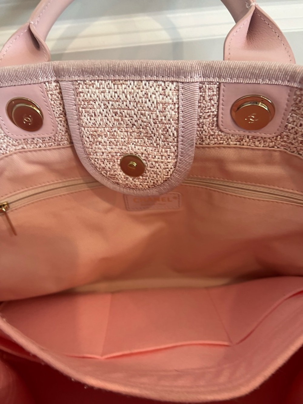 Chanel pink deauville with top handle tote bag - Picture 9 of 12